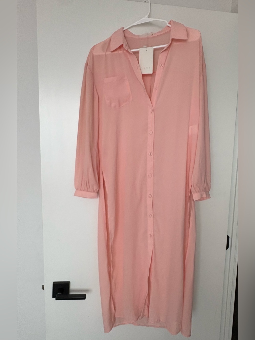 Luna Long Button-Front Shirt Dress